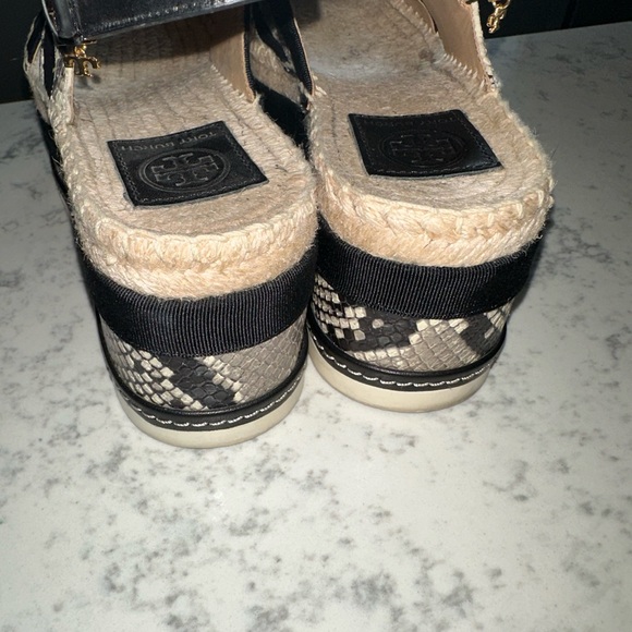 Tory Burch Espadrilles High Platform Black and Snake Skin color sz 8.5 (8 1/2) - Picture 7 of 16